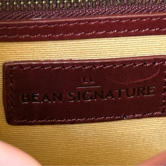 LL Bean Signature think hide leather maroon burgundy red brown structured bag - Picture 12 of 12